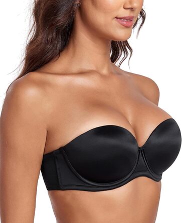 Леморосі: Безшовний бюстгальтер пуш-ап великих розмірів з підтримкою, з кісточками, мультивей, знімні бретелі (75B, чорний)