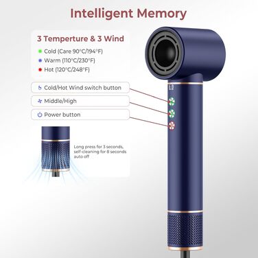 Мультистайлер для волосся 6 в 1 MogaWave Hairstyler Pro Airbrush: стайлер з феном, круглою щіткою для об'єму, вирівнювачем та насадками для завивки (Синій)