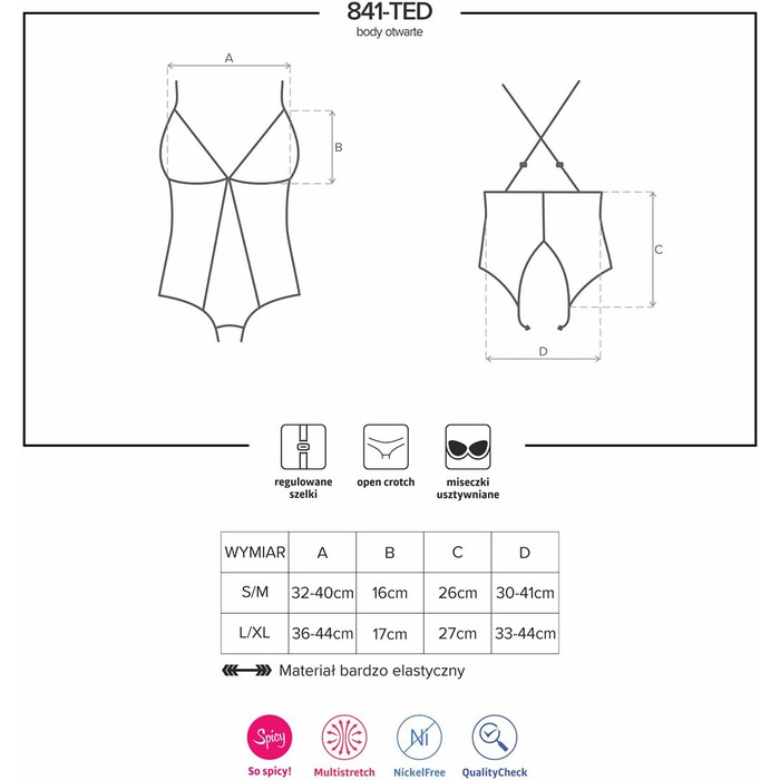 Спідниця Obsessive Damen 841-ted-1, чорна, розмір M EU