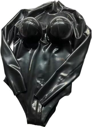 Латексний боді з надувною грудьми VIYOLI, фетиш, прозорий, регульований розмір та колір