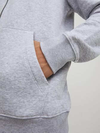 Чоловіча толстовка з капюшоном та блискавкою Jack & Jones JJEBRADLEY Sweat Zip Hood, Relaxed Fit, світло-сірий меланж