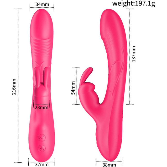 Вібратор G-Punkt Silikon з 10 режимами вібрації для жінок. Іграшки для дорослих, кролик. Рожевий колір