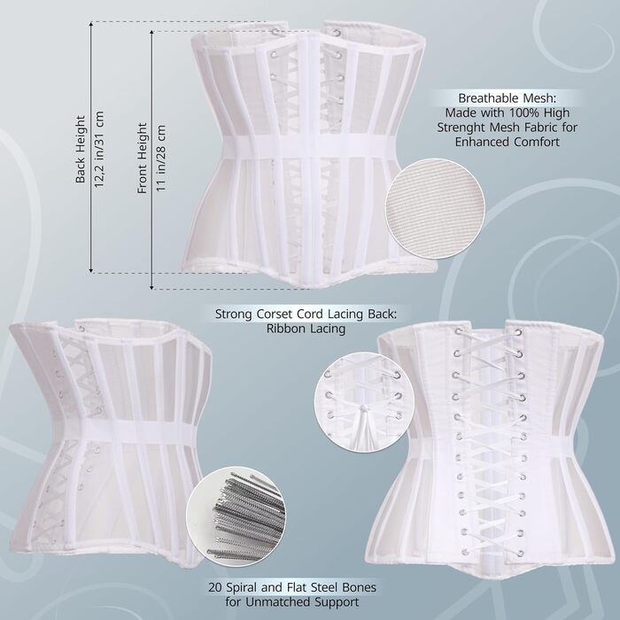 Корсет для талії Mesh-Korsett Taillentrainer для жінок, білий, розмір S