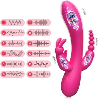 Вібратор FLYTAGLE для стимуляції клітора, 3-в-1 зайчик з 12 режимами вібрації, силіконовий, для жінок