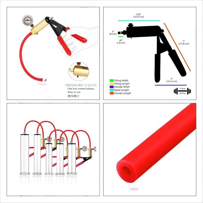 Vakuumна помпа для збільшення статевого члена з манометром, чоловіча іграшка для дорослих, помпа для статевого члена, вакуумна помпа, розширювач, для мастурбації, доросла іграшка, 23*3,9 см