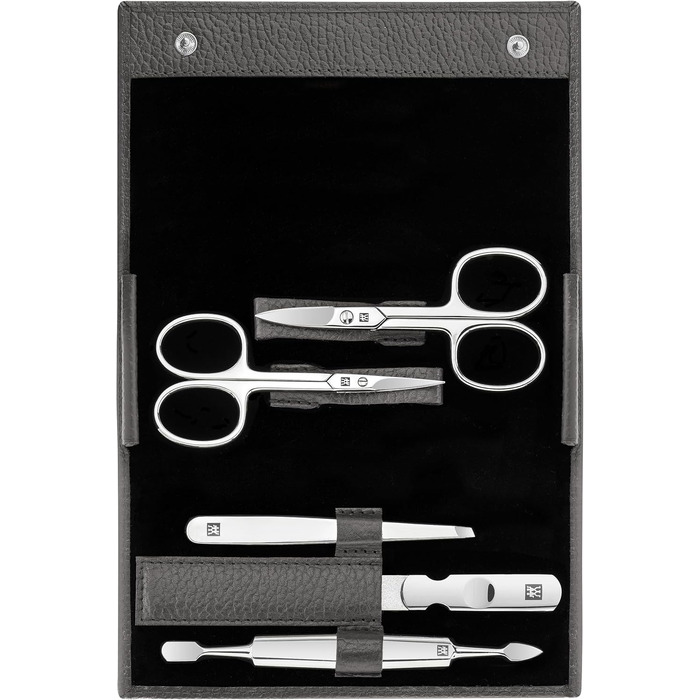 Набір для манікюру та педикюру ZWILLING Premium Edition (5 предметів), нержавіюча сталь, шкіряний футляр, сірий