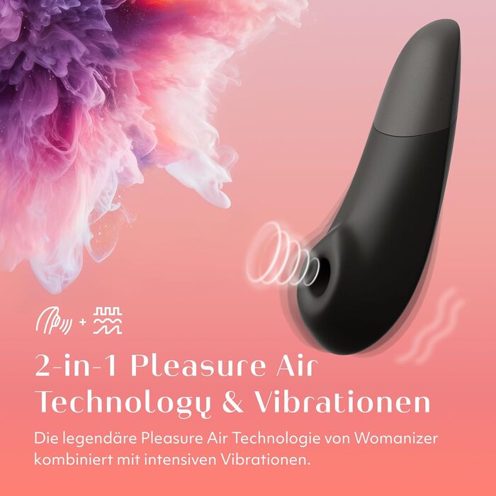 Womanizer Enhance 2 в 1: вібратор клітора та соска для жінок | Стимулятор з функцією всмоктування | Іграшка для дорослих, водонепроникна, акумуляторна | Чорний