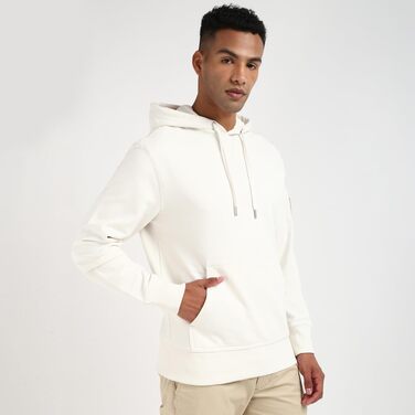 Чоловіча толстовка-худі Calvin Klein Badge з капюшоном, колір Ivory (білий), розмір XXS