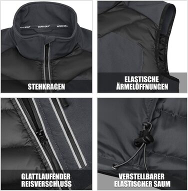 Чоловічий жилет Softshell WORK IDEA: водовідштовхуючий, вітрозахисний, дихаючий спортивний жилет для бігу, їзди на велосипеді, походів та роботи, чорний, 5XL
