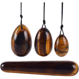 Яскравий тигровий камінь Янь-Інь, набір з 4 шт. Яєця з нефриту для Кегель-вправ, масаж та зміцнення м'язів тазу