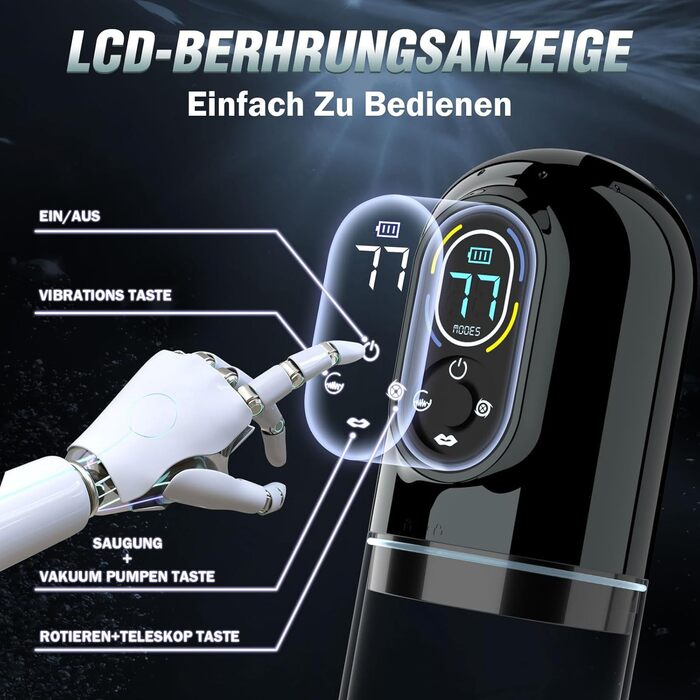 Електричний мастурбатор для чоловіків з 7 режимами, телескопічною функцією, ротацією, всмоктуванням, вібрацією та витоком