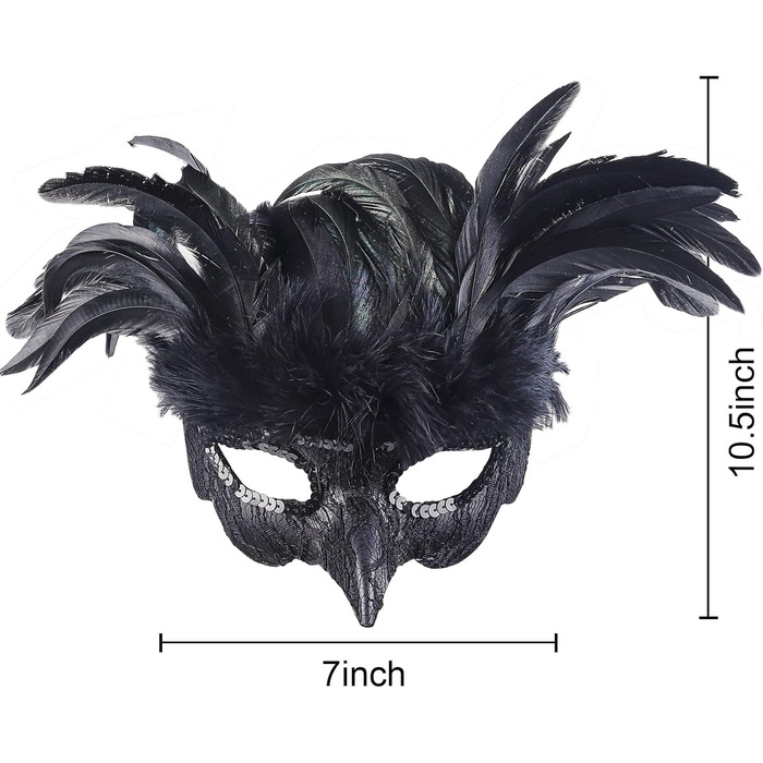 Венеціанська маска для жінок та чоловіків, маска для маскараду, чорна маска з пір'ям, маска ворона для карнавалу, Фашінгу, Хелловіну, косплею, аксесуари до костюма