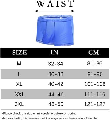 Сліпекс чоловічі прозорі сексуальні труси BIATWOWR з підсилювачем мішка для більшої привабливості та комфорту (Блакитний, M)