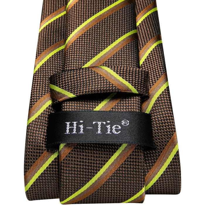Набір чоловічих аксесуарів Hi-Tie: класична краватка в смужку (колір кава), запонки та кишенькова хустка