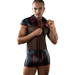 Костюм медсестри з сіткою та шкірою, боді XL чорного кольору для косплею та рольових ігор