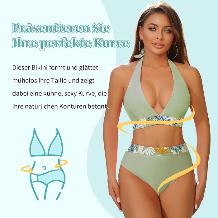 Жіночий комплект бікіні з бандо та накидкою, зелений, розмір XS