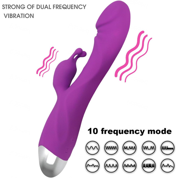 Вібратор для жінок Klitoris та G-точка, силіконовий кролик, 10 режимів вібрації, анальний дildo, реалістична іграшка для дорослих, RoseRed