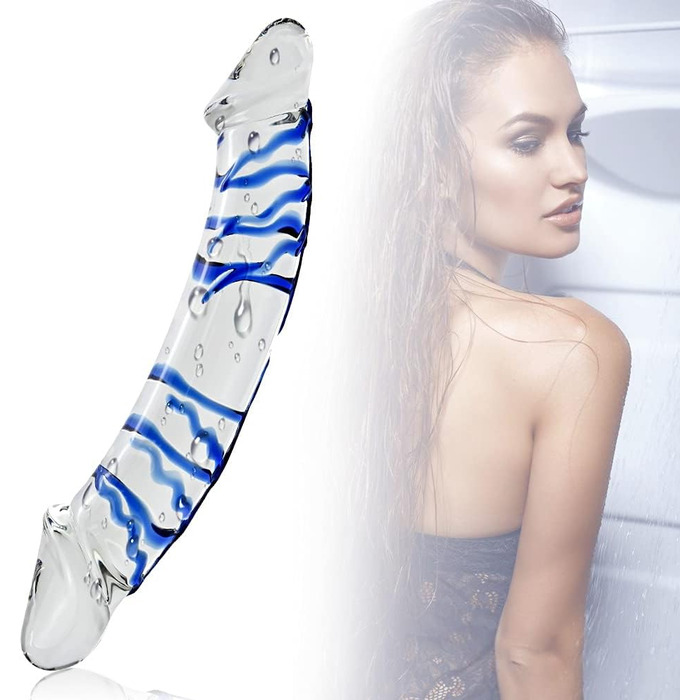 Анальний стимулятор з двома головками (G-точка, масаж простати) - синій, з ехідою