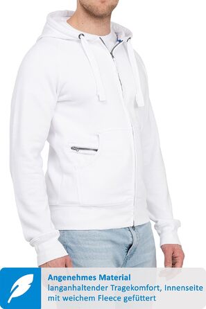 Чоловіча толстовка на блискавці з капюшоном Happy Clothing — теплий худі з флісом, бавовняна суміш, Regular Fit, білий (S-5XL)