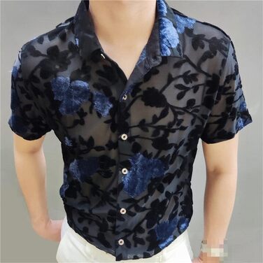 Чоловіча сорочка Deepsko з вишивкою, прозора, мереживна, з сітчастою тканиною, для вечірок, EU S-M, 65-72KG, червона/подорож, однотонна (Getaway Solids)