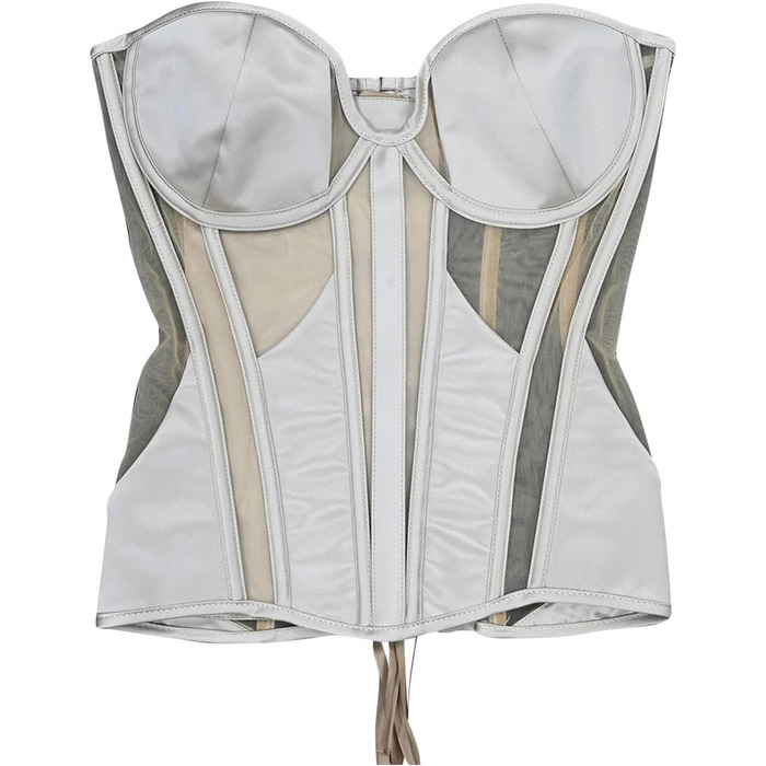 Жіночий корсетний топ у готичному стилі: корсаж на Хелловін, вінтаж, середньовіччя, стеampunk, ренесанс. Формуючий бандаж, сріблястий XL