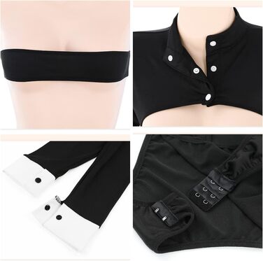 Костюм горничної SINROYEE: сексуальна мереживна піжама для косплею, піжама-бабідол, набір сексуальної французької горничної (білий + чорний), універсальний розмір