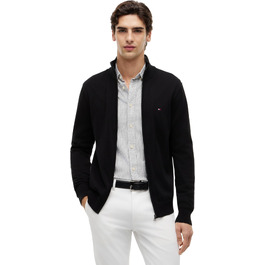 Чоловічий світшот Tommy Hilfiger Essential Cotton Zip Thru з коміром-стійкою та блискавкою, чорний, розмір S