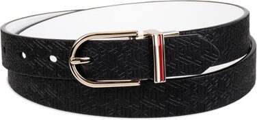 Двосторонній шкіряний ремінь Tommy Hilfiger для чоловіків, Casual для джинсів, срібляста пряжка, розмір M, білий/чорний