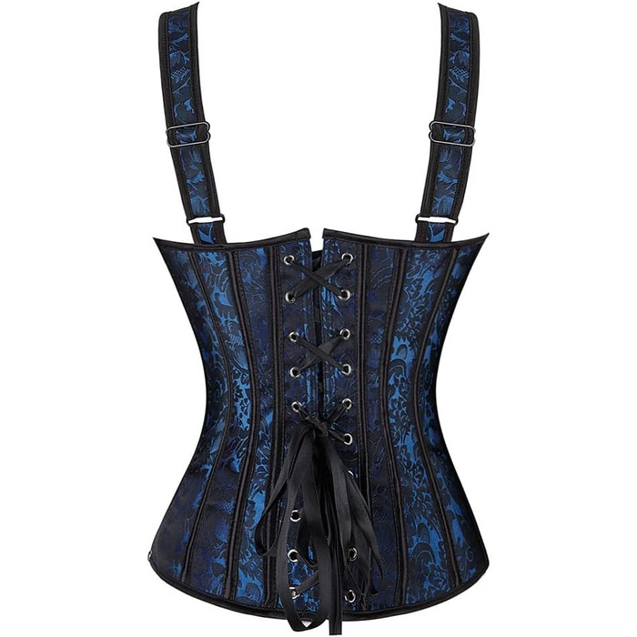 Корсет Grebrafan для жінок з квітковим принтом, повний бюст, корсаж, ретро, синій (42-44)