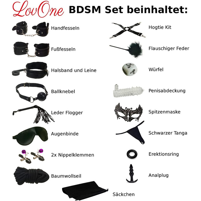 Набір для бондеражу з 18 предметів: фета, наручники, маска для очей. Ідеально для початківців та досвідчених. Еротичні іграшки для пар