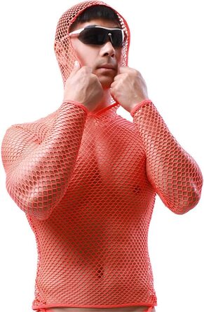 Чоловічі прозорі футболки з капюшоном, сітка, довгі рукави, фітнес, спорт, клубний стиль, для танців, білий M