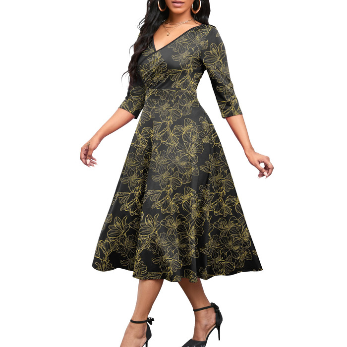 Сукня Noder Daenkleid: ошатне обгорткове плаття-трапеція для весілля, вечірки, коктейлю, чорна, розмір XXL