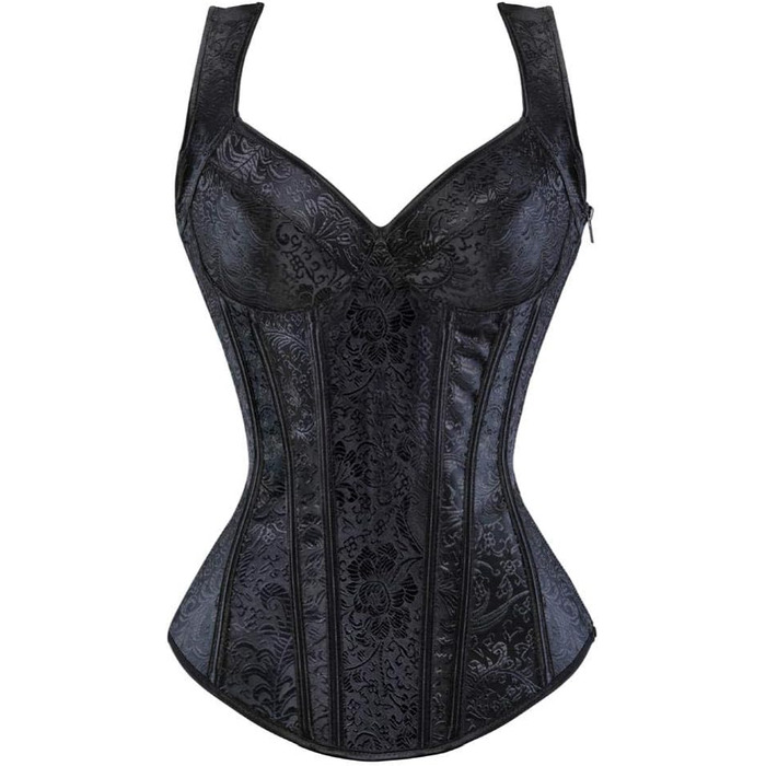 Жіноча нічна сорочка/корсет у стилі стимпанк: готичний топ з шнурівкою та блискавкою, з PU шкіри (XXL)