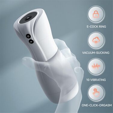 Електричний мастурбатор для чоловіків з 10 вібраціями, 4 режимами всмоктування та функцією нагріву. Чорний колір.