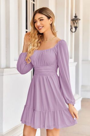 Сукня ILY BELA Daen з квадратним вирізом, висока талія, складки, довга, для вечірнього образу (фіолетовий, XL)