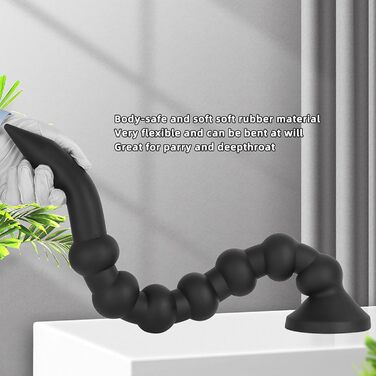 Анальний дилататор Cafurey 60 см з 7 кульками, м'який силікон, тренажер для анусу, для жінок та чоловіків (чорний)