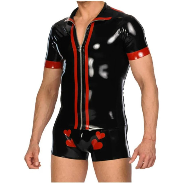 Чоловічий топ з латексу TIANXIAOQWE з блискавкою, костюм для Хелловіну, розміри S-7XL, чорний, 3XL