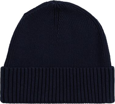 Зимня шапка-біні Tommy Hilfiger TH Flag з бавовни Pima, синя (Space Blue), універсальний розмір