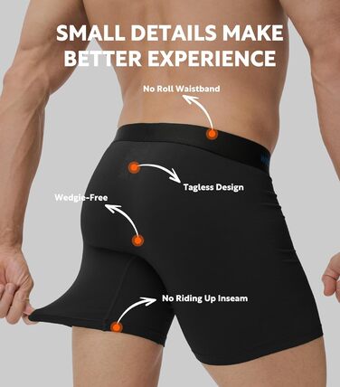 Боксерки чоловічі Separatec 7 шт. з подвійним мішечком, бамбукові, дихаючі, м'які (S, кольори: сіро-блакитний/темно-синій/оливковий/чорний/темно-сірий/темно-фіолетовий/сіро-ліловий)