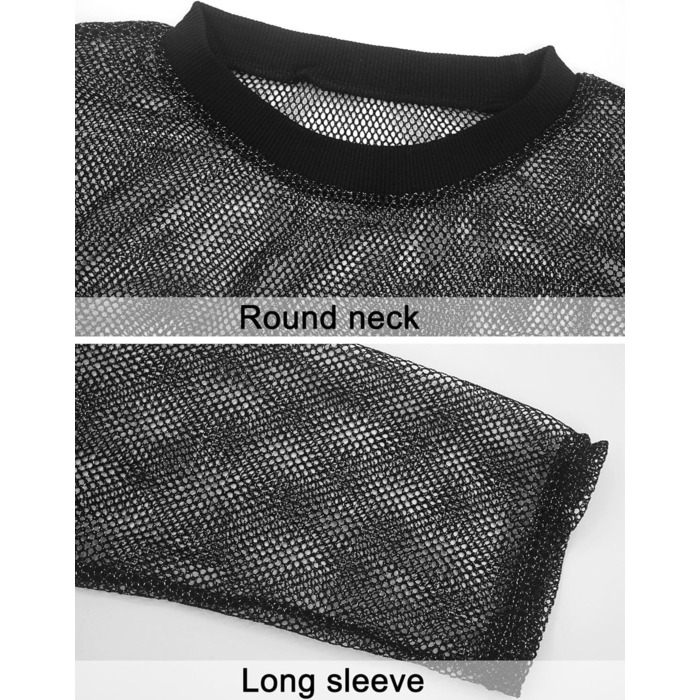 Чоловіча прозора сорочка AIEOE для клубів, мереживна, чорна (XL)