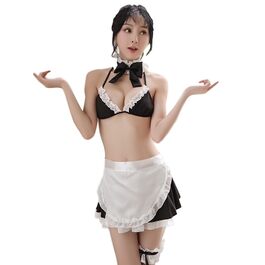 Комплект ігрової нижньої білизни для жінок: костюм горничної, чорний, аніме-тематика