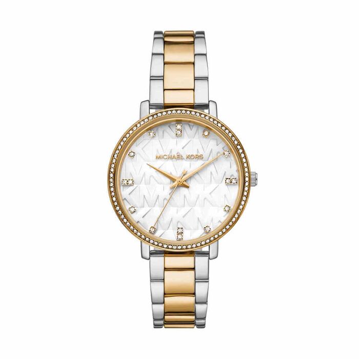 Жіночий годинник Michael Kors Pyper кварцовий, сталевий браслет, сріблясто-золотистий колір