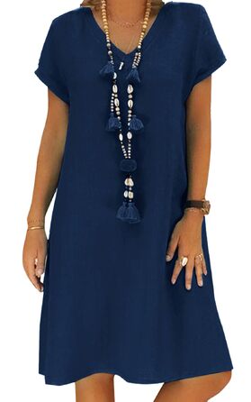 Сукня Tincini Soerkleid льон пляжна A-силует з V-подібним вирізом, розмір S, колір - темно-синій