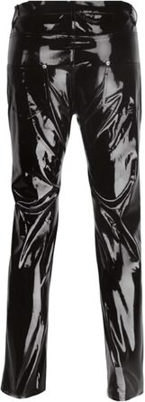 Чоловічі лосини з ефектом мокрого блиску Yeahdor, з вирізом, чорні, XXL