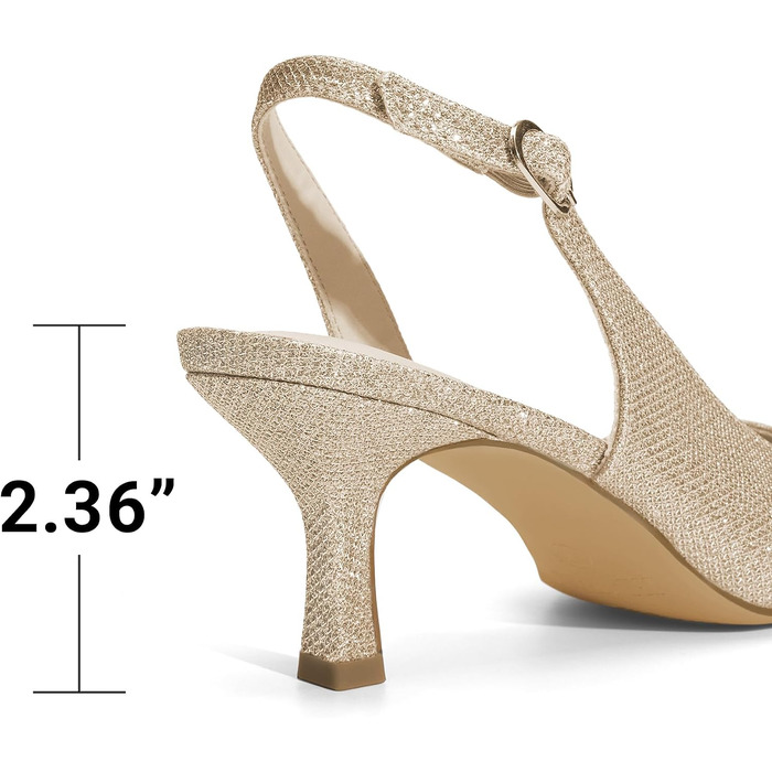 Жіночі босоніжки з відкритим носком та підборами Kitten Heels DREAM PAIRS, золотисті з блискітками, розмір 40 EU