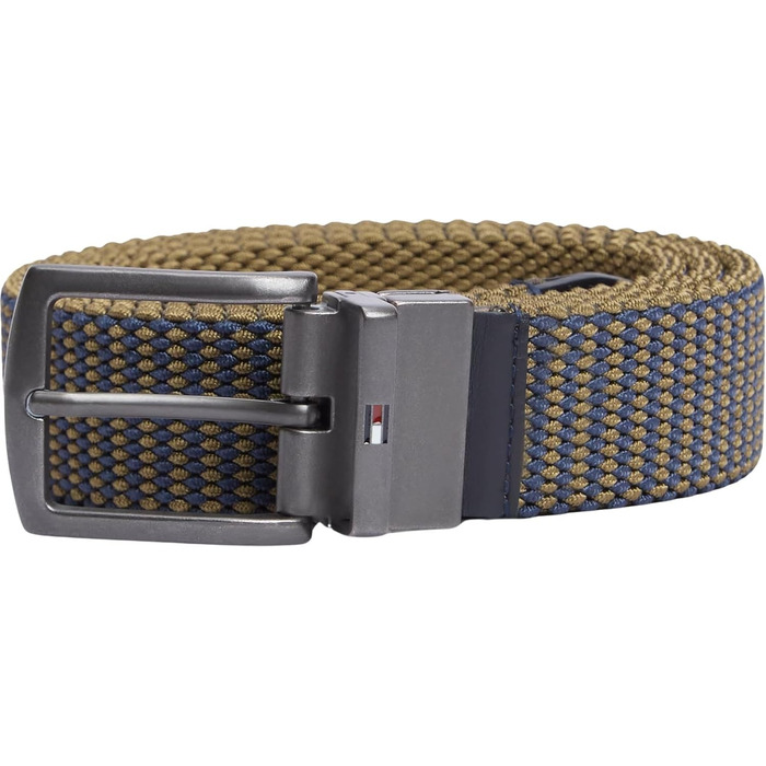 Чоловічий ремінь Tommy Hilfiger Denton Elastic Rev (AM0AM14574) двосторонній, еластичний, колір Khaki Platinum Olive, розмір 85