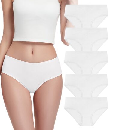Бобель: 5 трусиків у пачці, бавовна, дихаюча тканина, м'які жіночі трусики-сліпи, еластичні (S-XXL), білі (XL)