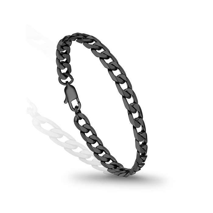 Сталевий браслет-ланцюг PROSTEEL для чоловіків та жінок, панцирний плетений браслет із нержавіючої сталі, чорний, 23 см, ширина 6 мм