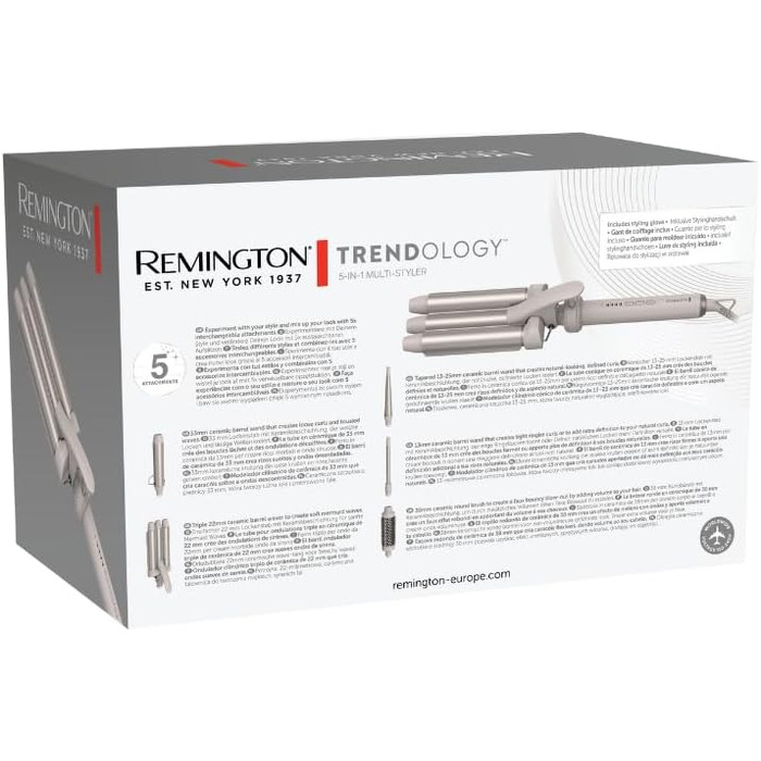 Мультистайлер для волосся 5в1 Remington CI41MS5 Trendology: гофре, кругла щітка 38мм, 3 насадки для локонів 13-33мм, LED-дисплей, 130-210°C