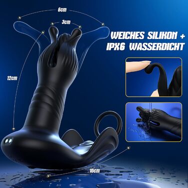 Анальні вібратори для чоловіків Soulour: стимуляція простати, 4 режими, анальний плагін з кільцем для пеніса та вібрацією мошонки, 9x9 режимів, преміум якість